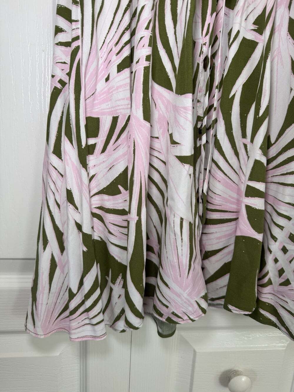LOFT Tropical Palm Print Drawstring Waist Shirt Dress Size Small - Picture 4 of 11